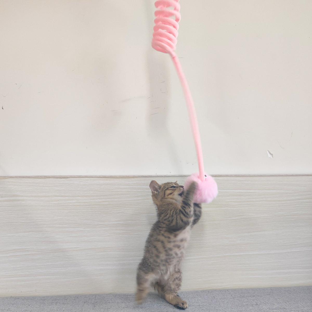 Interactive Plush Cat Toy With Self-Hi Sucker And Spring Rabbit Hair